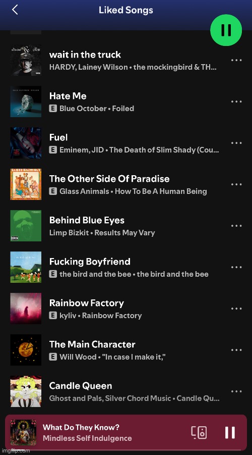 rate the recent songs to the likes list (theres over 3k) | made w/ Imgflip meme maker