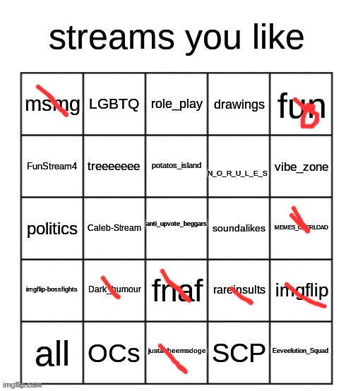 streams you like bingo | image tagged in streams you like bingo | made w/ Imgflip meme maker