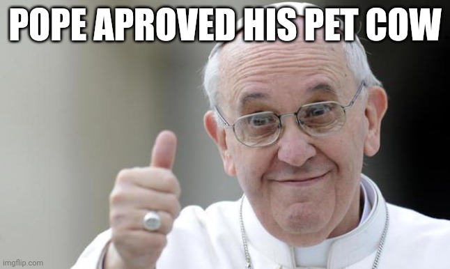 Pope francis | POPE APROVED HIS PET COW | image tagged in pope francis | made w/ Imgflip meme maker