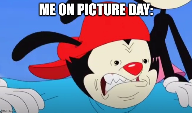 Jfjdjdjdhdhdjskfbslxvskfbdkf | ME ON PICTURE DAY: | image tagged in disturbed wakko | made w/ Imgflip meme maker