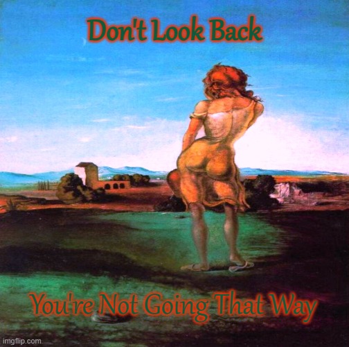 Looking Ahead | Don't Look Back; You're Not Going That Way | image tagged in growth,hope,dreams,letting go of the past | made w/ Imgflip meme maker