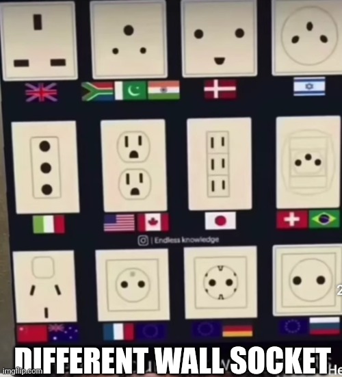 Tell the Difference Wall Socket | DIFFERENT WALL SOCKET | image tagged in answer,memes,funny | made w/ Imgflip meme maker