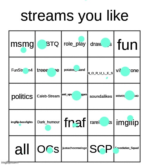 streams you like bingo | image tagged in streams you like bingo | made w/ Imgflip meme maker