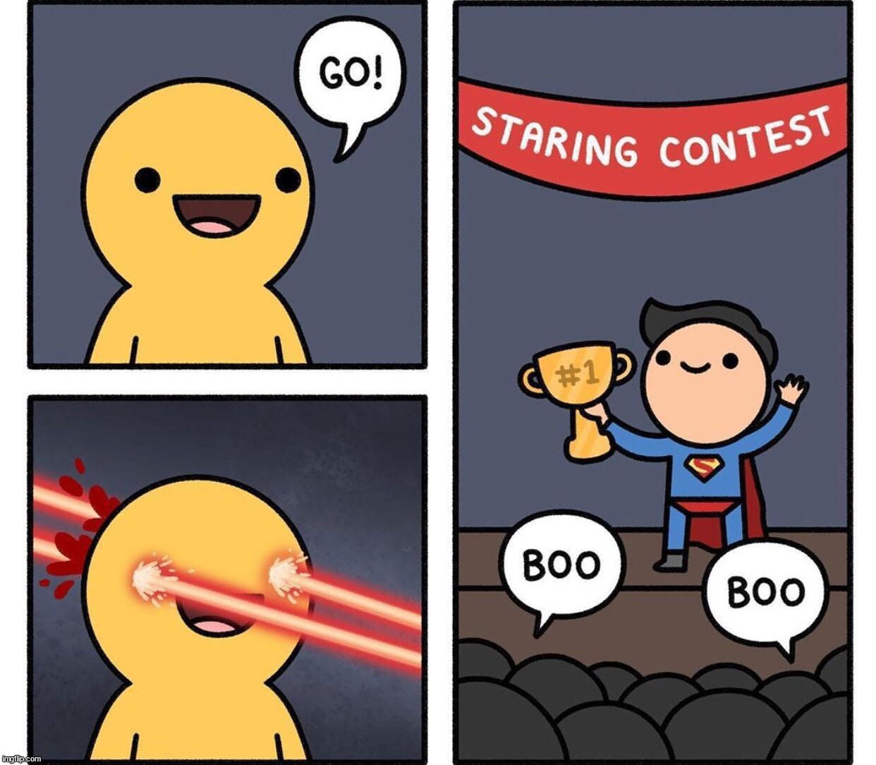 Stare with superman | image tagged in dark humor | made w/ Imgflip meme maker