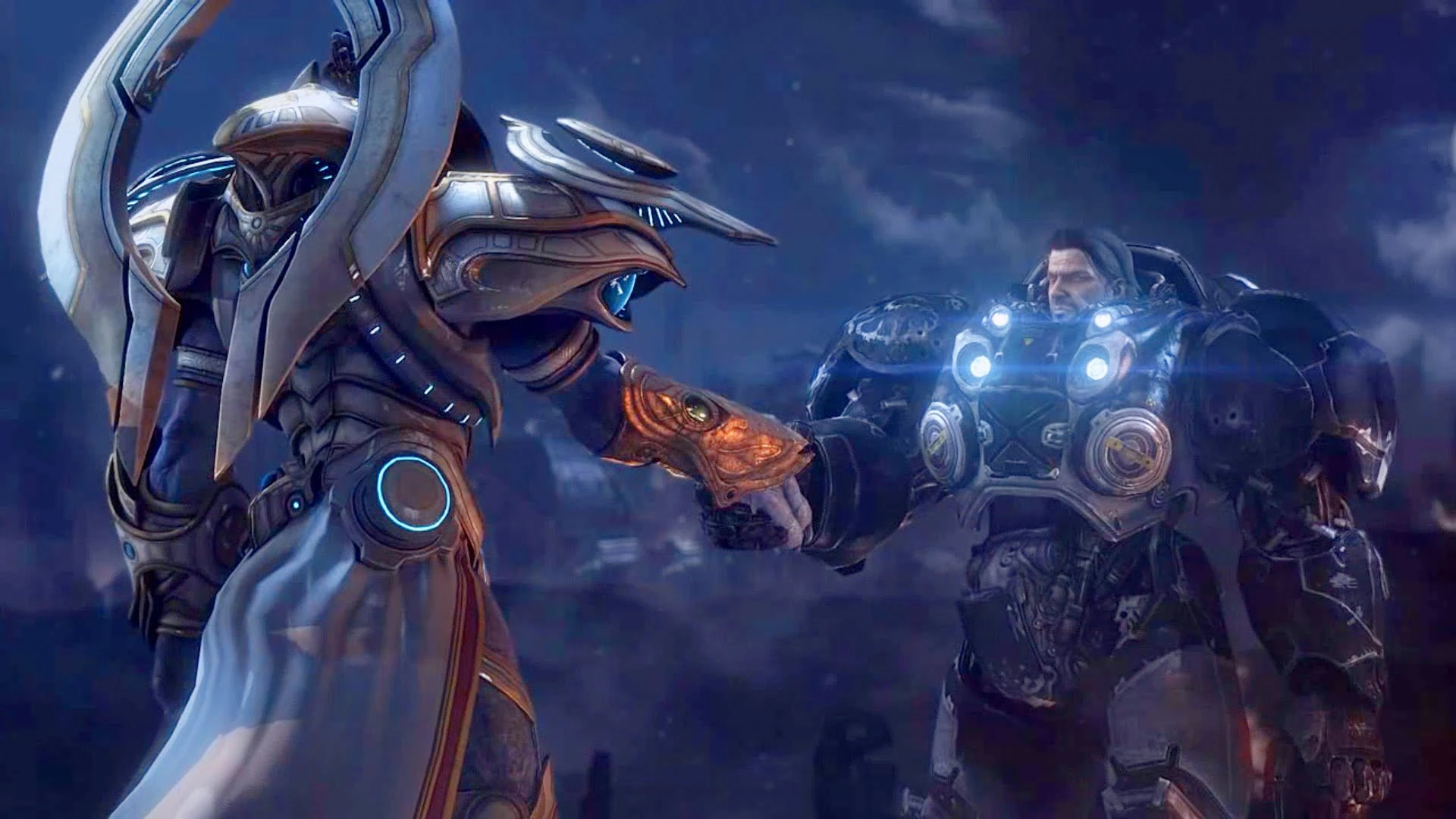 High Quality Artanis and Raynor Handshake Blank Meme Template