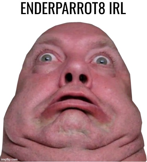 context:he has vore fetish | ENDERPARROT8 IRL | image tagged in fat person being shocked | made w/ Imgflip meme maker