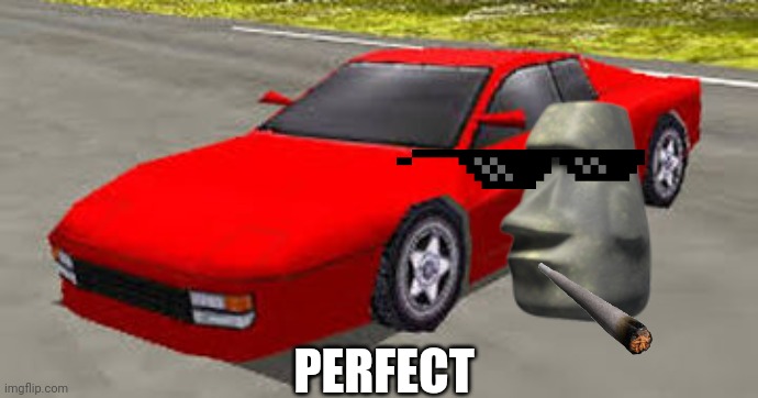 Ferrari Testarossa & Moai Perfect | PERFECT | image tagged in ferrari testarossa rumblesushi 3d,moai,memes,funny | made w/ Imgflip meme maker