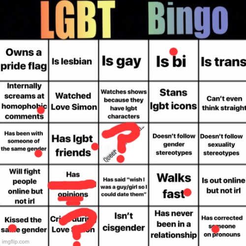 LGBTQ bingo | image tagged in lgbtq bingo | made w/ Imgflip meme maker