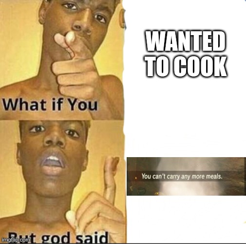 The cooking limit.. | WANTED TO COOK | image tagged in what if you-but god said | made w/ Imgflip meme maker