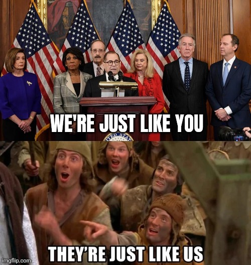 Brainwashed Democrats | WE'RE JUST LIKE YOU | image tagged in house democrats,politicians suck,superior royalty,well yes but actually no,you guys always act like you're better than me | made w/ Imgflip meme maker