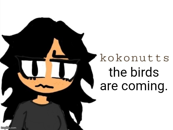 kokonutts template | the birds are coming. | image tagged in kokonutts template | made w/ Imgflip meme maker