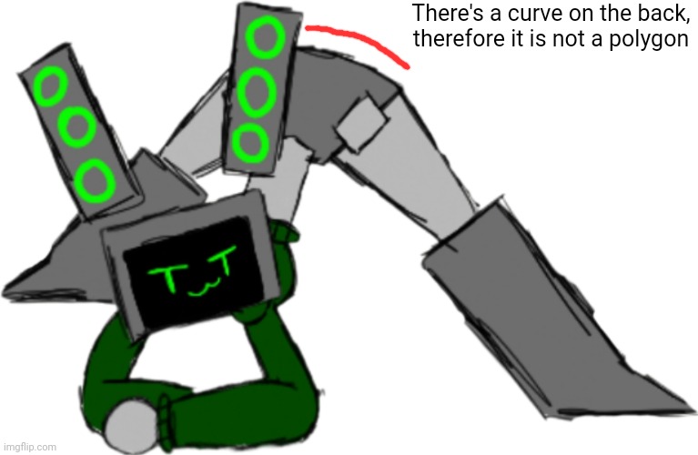 Data jack-o pose | There's a curve on the back, therefore it is not a polygon | image tagged in data jack-o pose | made w/ Imgflip meme maker