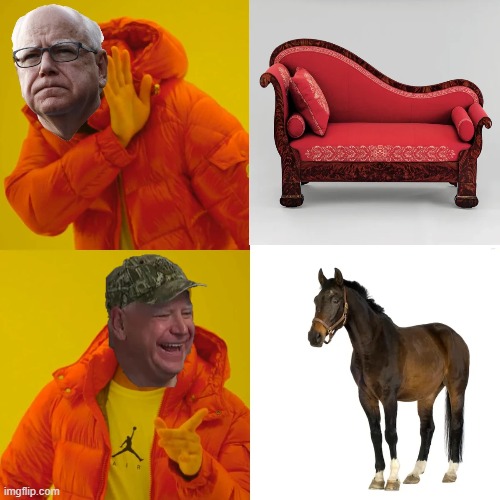 image tagged in walz,harris,election,2024,horse | made w/ Imgflip meme maker