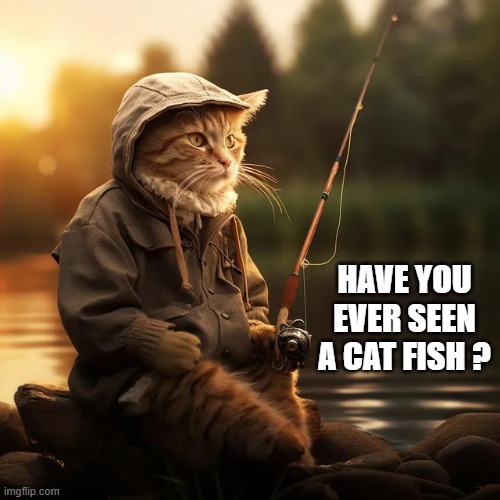 memes by Brad - Have you ever seen a cat fish ? | HAVE YOU EVER SEEN A CAT FISH ? | image tagged in funny,cats,fishing,kitten,humor,cute kitten | made w/ Imgflip meme maker