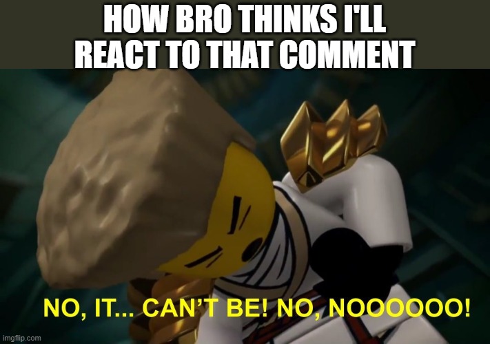 No, It Can't Be! | HOW BRO THINKS I'LL REACT TO THAT COMMENT | image tagged in no it can't be | made w/ Imgflip meme maker