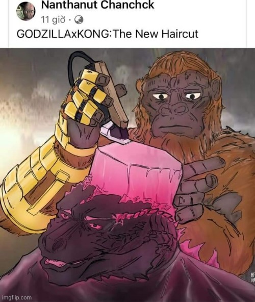 Godzilla X Kong: The New Haircut.mp3 | image tagged in godzilla,king kong | made w/ Imgflip meme maker