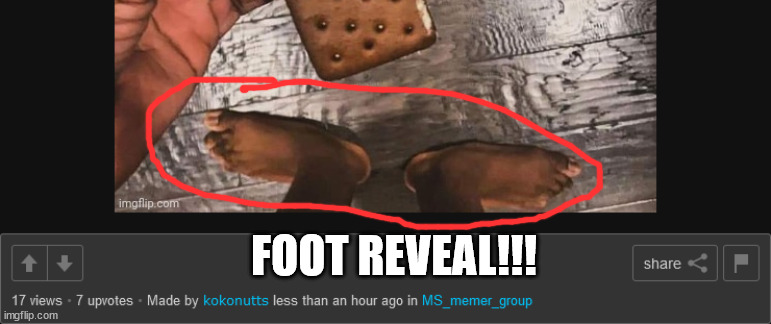 low quality post | FOOT REVEAL!!! | image tagged in l | made w/ Imgflip meme maker