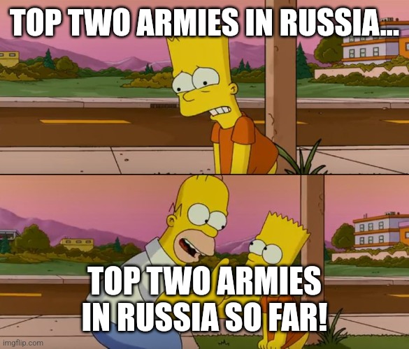 Simpsons so far | TOP TWO ARMIES IN RUSSIA... TOP TWO ARMIES IN RUSSIA SO FAR! | image tagged in simpsons so far | made w/ Imgflip meme maker