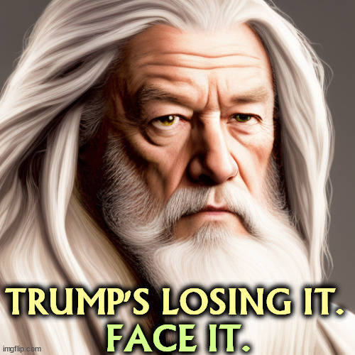 TRUMP'S LOSING IT. FACE IT. | image tagged in trump,mental illness,cognition,alzheimer's,gandalf | made w/ Imgflip meme maker