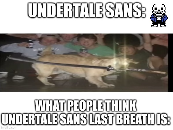 SANS MEME | UNDERTALE SANS:; WHAT PEOPLE THINK UNDERTALE SANS LAST BREATH IS: | image tagged in sans undertale | made w/ Imgflip meme maker