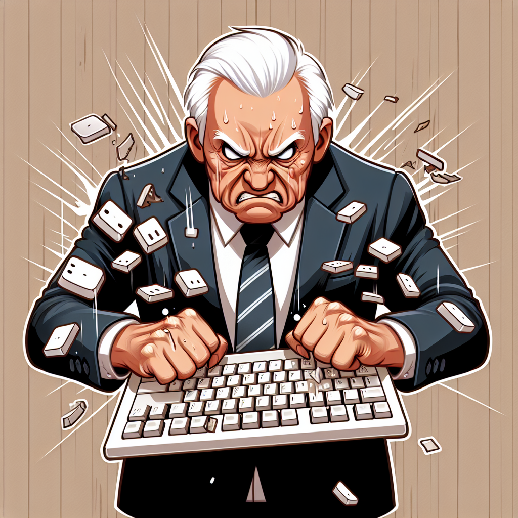 High Quality white-haired balding old politican smashing a computer keyboard Blank Meme Template