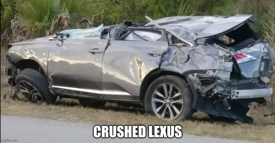 THE ALL NEW FLEXUS! | CRUSHED LEXUS | image tagged in memes,lexus,flex,car crash,car,what the hell is this | made w/ Imgflip meme maker