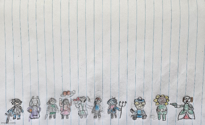 I drew my party in Miitopia | image tagged in mii,drawing | made w/ Imgflip meme maker