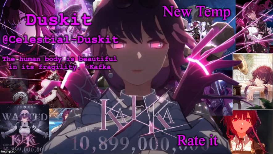 Duskit's Kaka template | New Temp; Rate it | image tagged in duskit's kaka template | made w/ Imgflip meme maker