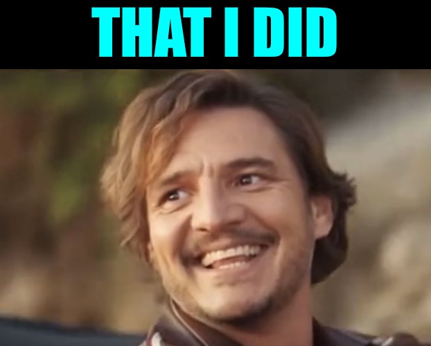 Pedro Pascal | THAT I DID | image tagged in pedro pascal | made w/ Imgflip meme maker