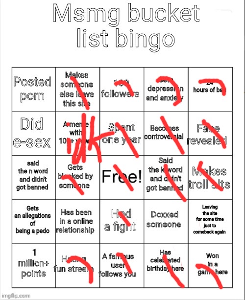 Msmg bucket list bingo | image tagged in msmg bucket list bingo | made w/ Imgflip meme maker