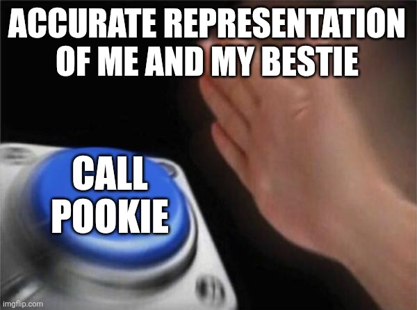 Blank Nut Button | ACCURATE REPRESENTATION OF ME AND MY BESTIE; CALL POOKIE | image tagged in memes,besties | made w/ Imgflip meme maker