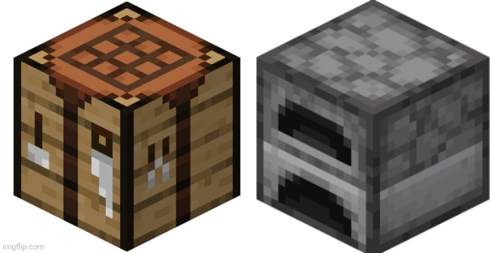 image tagged in crafting table,furnace | made w/ Imgflip meme maker