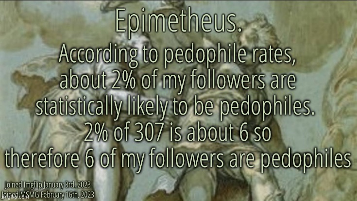 Silver Announcement Template 10.0 Template | According to pedophile rates, about 2% of my followers are statistically likely to be pedophiles. 
2% of 307 is about 6 so therefore 6 of my followers are pedophiles | image tagged in silver announcement template 10 0 template | made w/ Imgflip meme maker