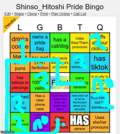 if its a bingo its a bingo and if its a bingo it has to be done | HAS | image tagged in shinso_hitoshi pride bingo | made w/ Imgflip meme maker