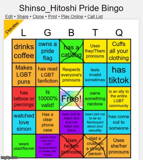 L bingo | image tagged in shinso_hitoshi pride bingo | made w/ Imgflip meme maker