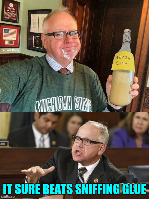 And they called Vance weird... | image tagged in walz,loves,his horse milk | made w/ Imgflip meme maker