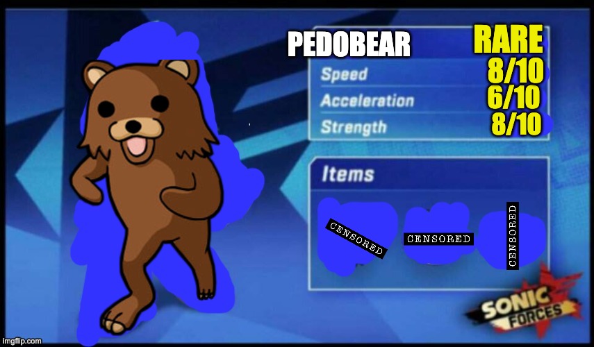 [UPDATED] Sonic Forces Meme Battle | RARE; PEDOBEAR; 8/10; 6/10; 8/10 | image tagged in updated sonic forces meme battle | made w/ Imgflip meme maker