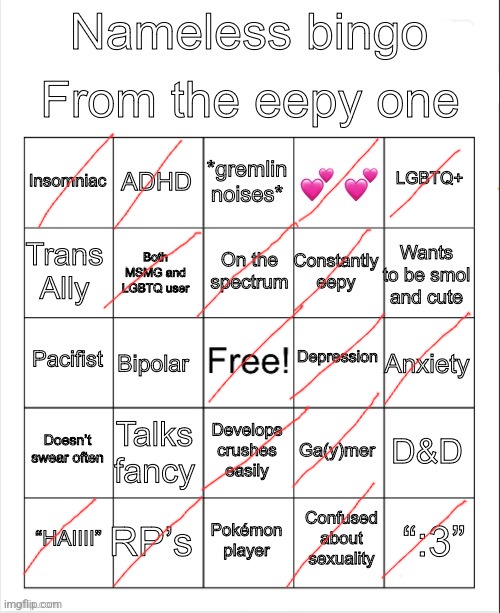 Nameless bingo | image tagged in nameless bingo | made w/ Imgflip meme maker