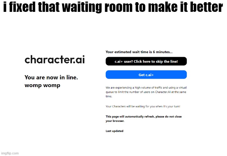 i fixed that waiting room to make it better | image tagged in character ai | made w/ Imgflip meme maker