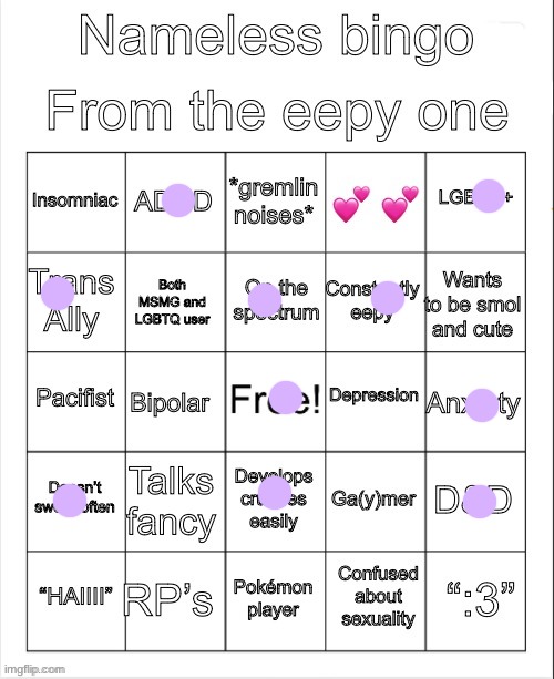 Nameless bingo | image tagged in nameless bingo | made w/ Imgflip meme maker