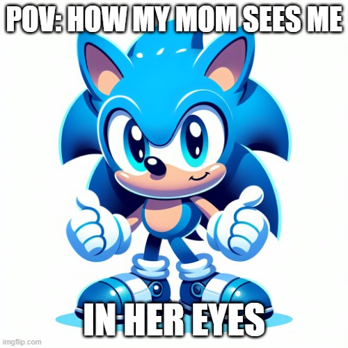 POV: HOW MY MOM SEES ME; IN HER EYES | image tagged in moms | made w/ Imgflip meme maker