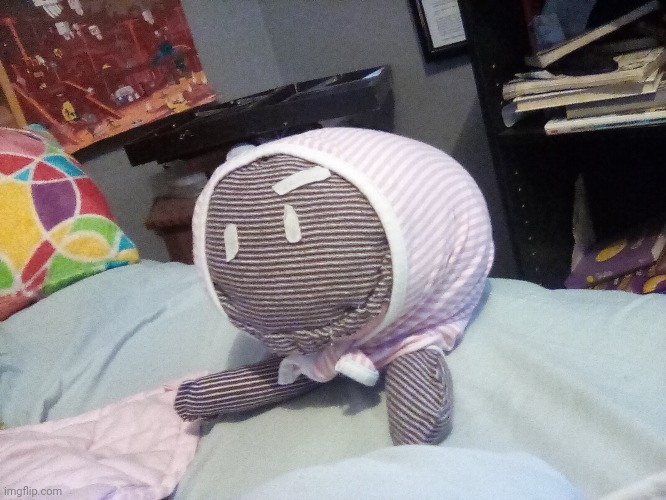 Sewed this plushy by myself with an old touque and a sweater. Their name is snugglemuffin. | image tagged in plush | made w/ Imgflip meme maker