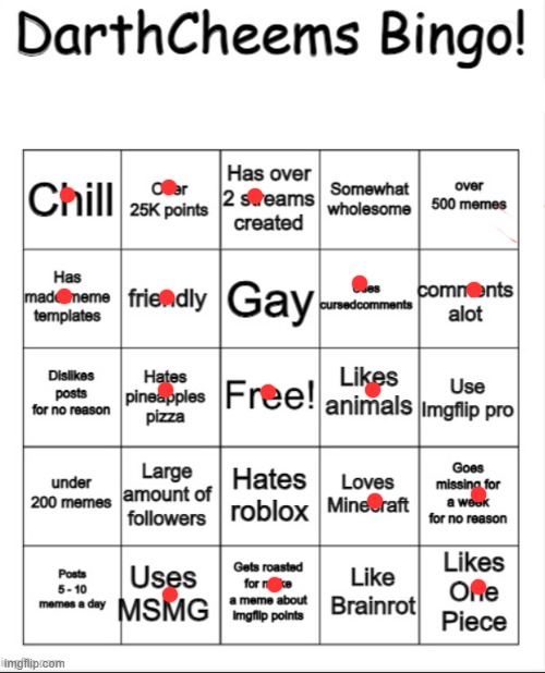 I did my own bingo | image tagged in darthcheems bingo | made w/ Imgflip meme maker