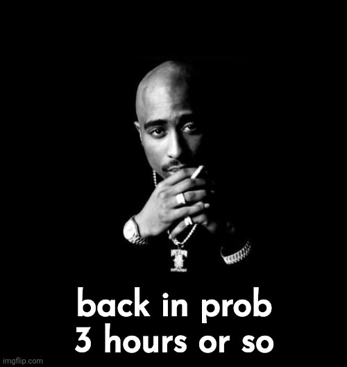 Tupac | back in prob 3 hours or so | image tagged in tupac | made w/ Imgflip meme maker