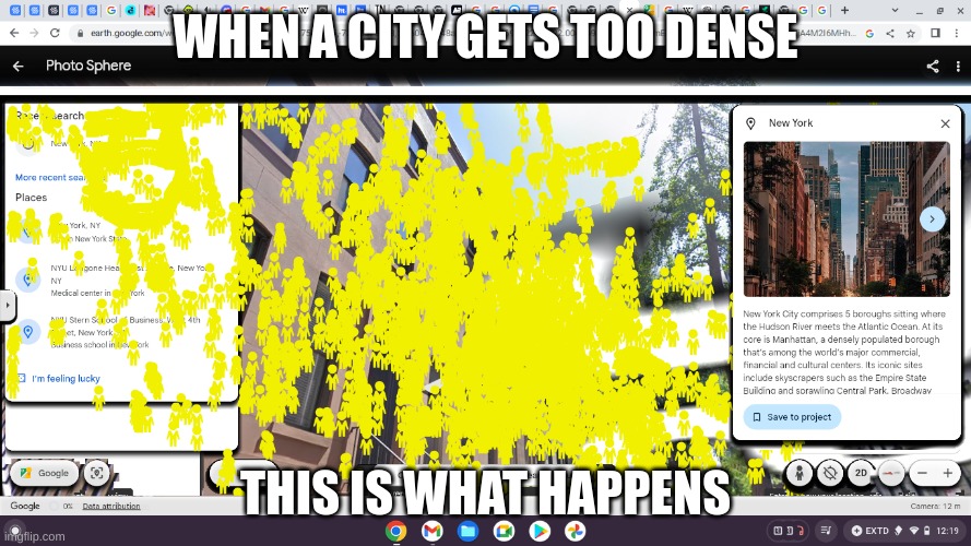 What happened | WHEN A CITY GETS TOO DENSE; THIS IS WHAT HAPPENS | image tagged in weird and crazy | made w/ Imgflip meme maker