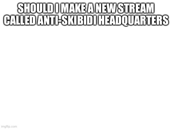 Should I? | SHOULD I MAKE A NEW STREAM CALLED ANTI-SKIBIDI HEADQUARTERS | made w/ Imgflip meme maker