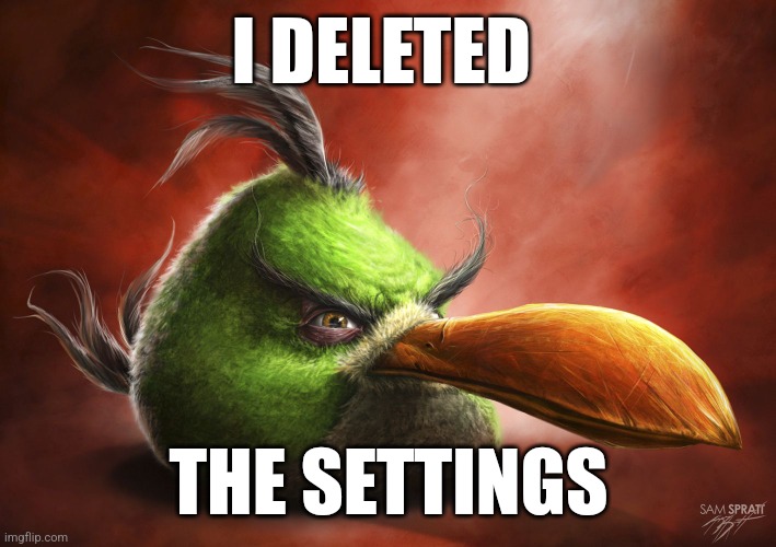 Darn | I DELETED; THE SETTINGS | made w/ Imgflip meme maker