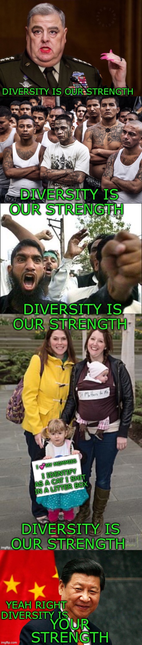 Yep | DIVERSITY IS OUR STRENGTH; DIVERSITY IS OUR STRENGTH; DIVERSITY IS OUR STRENGTH; DIVERSITY IS OUR STRENGTH; YEAH RIGHT DIVERSITY IS; YOUR; STRENGTH | image tagged in diversity,democrats | made w/ Imgflip meme maker