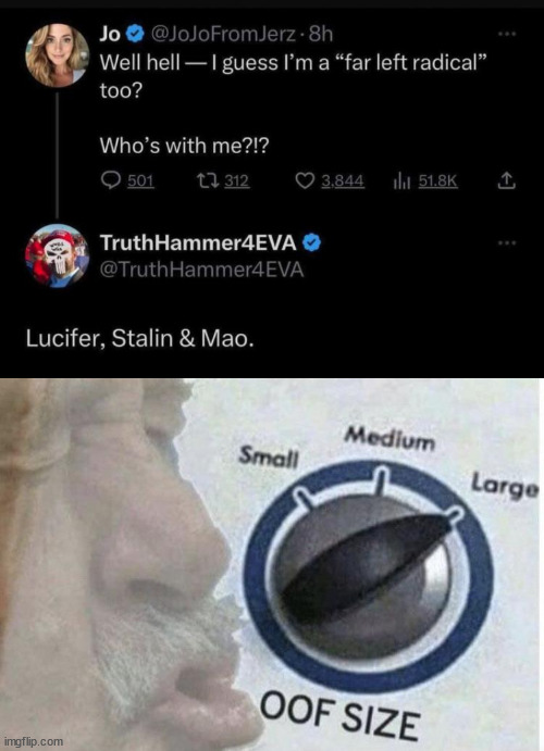 She had to asked | image tagged in oof size large,politics,memes | made w/ Imgflip meme maker