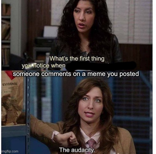 The audacity | someone comments on a meme you posted | image tagged in the audacity,comments,meme | made w/ Imgflip meme maker